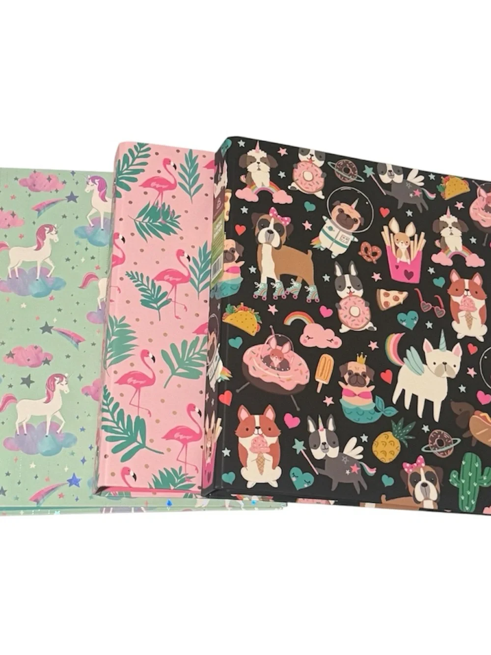 Cute Patterned Notebooks - Unicorns, Flamingos & Dog Prints. Bundle Set